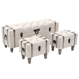 Set banca depozitare 3 buc, lemn masiv si otel, 112x37x45 cm GartenMobel Dekor