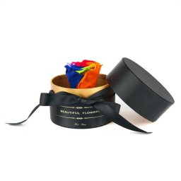 Trandafir criogenat in cutie neagra de satin (Culoare produse: Albastru)