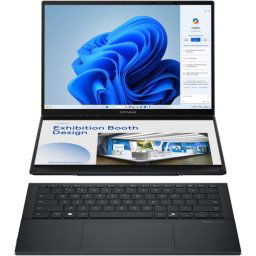 Laptop ASUS Zenbook Duo 14 OLED (2025) UX8406CA-PZ068X, 2 x 14" WQXGA+ Touch, Intel® Core™ Ultra 9 285H, 32GB RAM, SSD 2TB, Intel Arc 140T Graphics, Windows 11 Pro, Inkwell Gray
