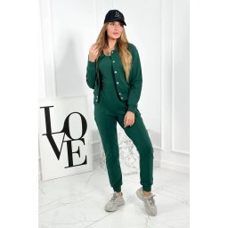 Set of 3in1 sweatshirt with press studs + top + green pants