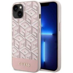 Husa Guess GCube Stripes MagSafe pentru iPhone 14 Roz