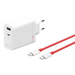 Incarcator de retea SUPERVOOC Adaptor 120W Dual Ports GaN Cablu USB C inclus 1x USB A + 1x USB C Alb