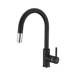 Baterie de chiuvetă cu cap de duș detașabil ALVEUS 1129022 DELOS 38 cm negru