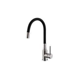 ALVEUS 1144432 - Baterie pentru chiuvetă MINTAS cu braț flexibil, 34 cm, inox/negru
