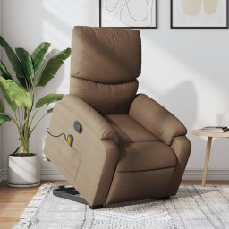 Fotoliu de masaj rabatabil cu ridicare, maro, textil GartenMobel Dekor