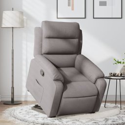 Fotoliu rabatabil cu ridicare pe verticala, gri taupe, textil GartenMobel Dekor