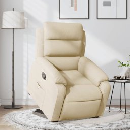 Fotoliu rabatabil cu ridicare pe verticala, crem, textil GartenMobel Dekor