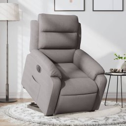 Fotoliu electric rabatabil cu ridicare, gri taupe, textil GartenMobel Dekor
