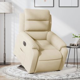 Fotoliu electric rabatabil cu ridicare, crem, textil GartenMobel Dekor