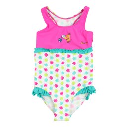 PLAYSHOES Costum de baie întreg 'DIE MAUS' galben / verde jad / fucsia / alb