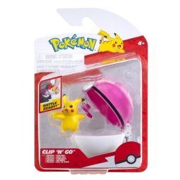 Pokemon - set 2 figurine clip n go, pikachu (female) with love ball w19