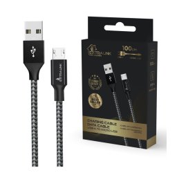 EXTRALINK SMART LIFE CABLE 15W, USB-A TO MICRO-USB, 100CM, PVC, 5V 2.4A, BLACK
