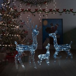 Decoratiune de Craciun familie reni 300 LED-uri alb rece acril GartenMobel Dekor