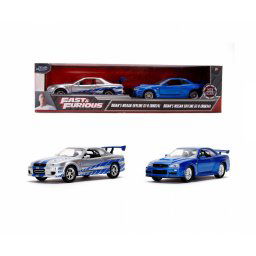 SET MASINUTE METALICE FAST & FURIOUS BRIAN'S NISSAN SKYLINE GT-R(BNR34) SCARA 1 LA 32