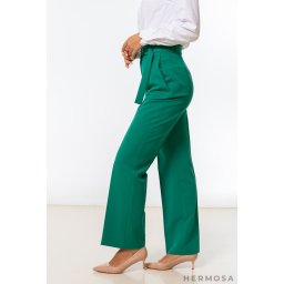 Pantaloni dama palazzo uni din stofa, NASIRA, verde