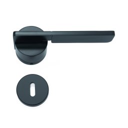 Maner pentru usi si rozeta P, model ESUS, FI 54x155 mm, finisaj negru mat auriu lucios (Finisaj: Negru mat)