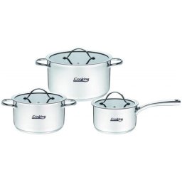 Set 3 semioale cu capac HEINNER HR-RLW-6PSC, Anna, 6 piese, scara gradata in interior, Inox