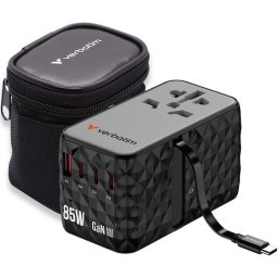 Adaptor calatorie universal Verbatim 32127 Charge 'n' Travel GaN III, 85W, 4 x USB-C, PD 3.0 & QC 4+, 1 x USB-A, Negru