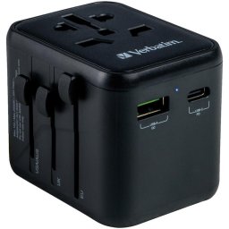 Adaptor calatorie universal Verbatim 49544 UTA-02, 20W, USB-C PD 20W, USB-A QC 3.0, Negru