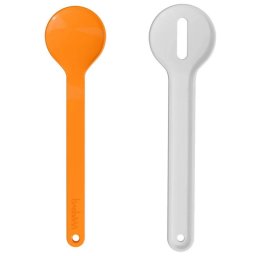 Set 2 tacamuri servire salata Trebonn 1524142, 27,5 cm, Melamina, Alb/Portocaliu