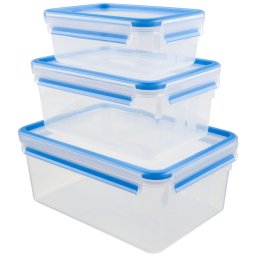Cutii alimentare Emsa Food Clip&Close 508567 3p Set transparent/blue