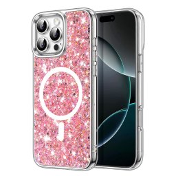 Husa Iphone 16 Pro Max Techsuit Sparkly Glitter magsafe roz