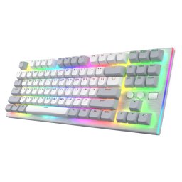 Tastatura mecanica cu fir Hator Gravity TKL conectivitate USB, polling rate 1000Hz, iluminare RGB cu functia de a customiza fiecare tasta individual, tip switch HATOR Aurum Orange Linear rev.2.0, durata de viata switch 70M de clickuri, material taste ABS,