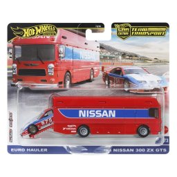 HOT WHEELS TRANSPORTATOR EURO HAULER CU MASINUTA NISSAN 300 ZX GTS SCARA 1:64