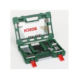 Set 83 accesorii Bosch V-Line, biti, adaptor, lanterna, cheie franceza, chei tubulare, burghie metal, piatra si lemn