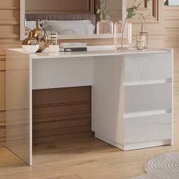BIA215 - Masa de birou, 120 cm, home office cu 3 sertare - Alb - Lucios