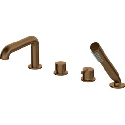 SILIA - Baterie pentru Cadă, 4-Orificii, cu Set de Duș, Bronz Periat (BQS_C14M)
