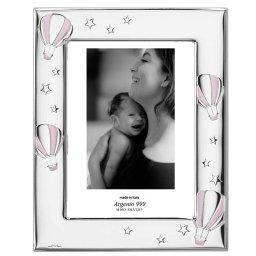 Rama Foto Argint Bebelusi 9x13 cm Balon Roz