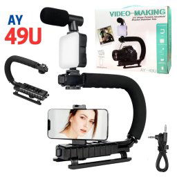 Suport profesional mobil pentru camera si telefon AY-49U cu microfon