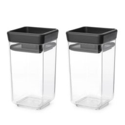 Set 2 borcane pentru condimente Brabantia Tasty+ Stackable 1008883, 150 ml, Fara BPA, Capac, Transparent/Gri inchis