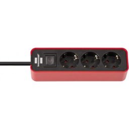 Prelungitor "Ecolor" Multi Socket, 3 sockets, 2-pole switch, 1.5m, red/black