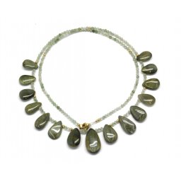 Colier Ochi de Pisica - Beril Lacrima Rotund Fatetat - 7-10 x 11-18 mm - Accesorii GF