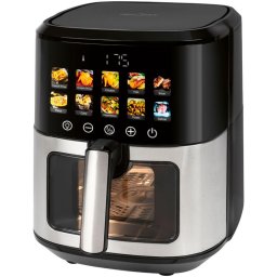 Friteuza Air fryer PC-FR 1286 H 1700W fara ulei, capacitate 6.5 litri, 9 programe automate, temperatura ajustabila 50-200°C, incalzire rapida, timer, semnal acustic, senzor touch, fereastra vizualizare, protectie supraincalzire, silentios, Negru