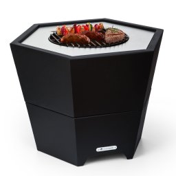 Blumfeldt Hekla 2 în 1, șemineu, Ø 60 cm, rezistentă la apă și îngheț, placă de grătar, grătar de grătar (GDI11-Hekla-BK)
