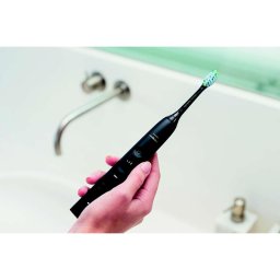 Periuta electrica sonica Philips Sonicare DiamondClean HX9911/09, 62000 miscari/minut, 4 moduri de curatare, 3 intensitati, conectivitate la aplicatie, senzor presiune, functie BrushSync, 1 cap de periere, toc de transport, pahar de incarcare, Negru