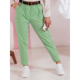 Pantaloni de damă SOFELIA cu curea, verde deschis