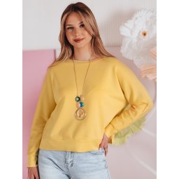 Bluză galbenă supradimensionată pentru femei cu pandantiv