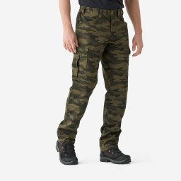 Pantalon cargo rezistent Stepă 500 bumbac 100% Camuflaj Maro