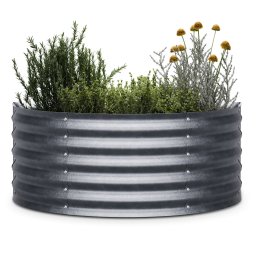 Blumfeldt High Grow Half Circle pat ridicat 105 x 43 x 60 cm, tablă ondulată din oțel, construcție simplă, rezistent la rugină și îngheț (GDMB4-Bl-HGHC-Si)