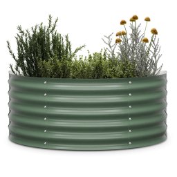 Blumfeldt High Grow Half Circle, ghiveci înălțat semicircular, 105x43x60 cm, din tablă ondulată de oțel, ușor de asamblat, rezistent la rugină și îngheț (GDMB4-Bl-HGHC-DM)