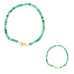Bratara din Onix Verde Rotund Fatetat 3x3 mm - Diametru 54 mm - Accesorii de Gold Filled