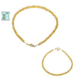 Bratara Safir Galben Natural Diametru 56 mm - Disc Fatetat 1-2 x 2,5-3 mm - Accesorii Gold Filled - 1 Buc