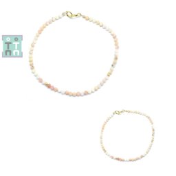 Bratara Opal Roz - Diametru 53 mm - Rotunda Fatetata - Accesorii Gold Filled - 2,6x2,6 mm - 1 Buc