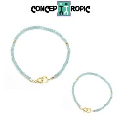 Bratara Apatit Albastru Diametru 52 mm - Disc Fatetat 1,6-2 x 3 mm - Accesorii Gold Filled