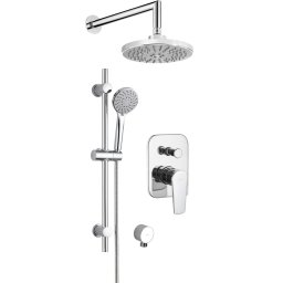 Set de duș încastrat TUBO , cu cap de duș și duș de mână multifuncțional, finisaj cromat – Cod NAC_09GA