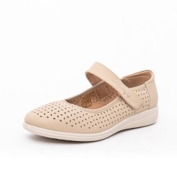 Balerini damă din piele naturală perforată 8OWB60020B 03-N Karisma, extra wide, bej